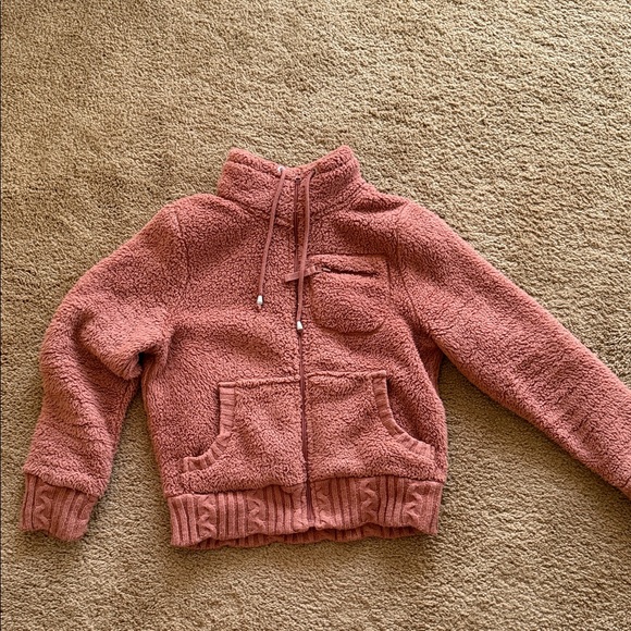 Olivia Sky Dusty Rose Teddy Fleece Zip-Up Jacket - Picture 2 of 7